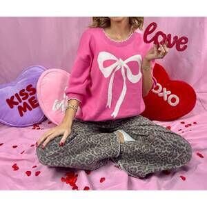 NEW BLAKELY rosalie ribbon knit sweater in pink